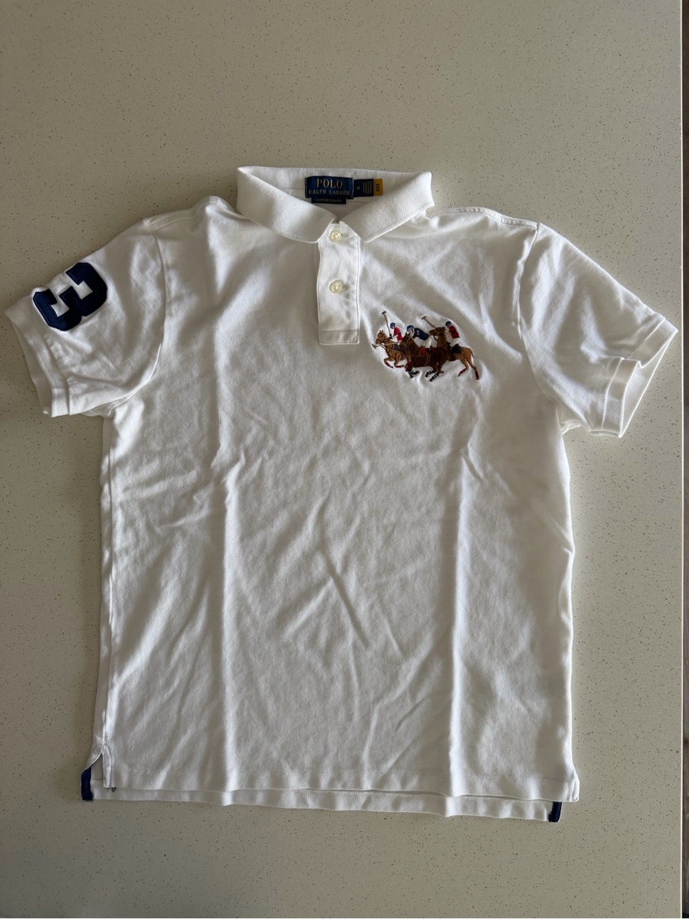 Polo by Ralph Lauren White Polo with Multicolor Polo Player Embroidery